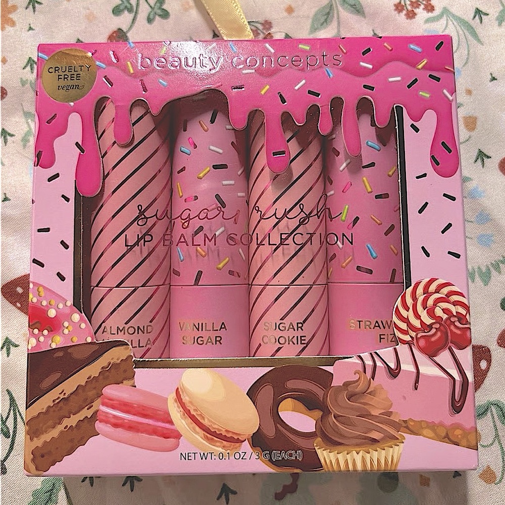 🐭 SALE! Sugar Rush 4pc Lip Balm 2x strawberry fizz, 1X Vanilla Sugar 1X Vanilla